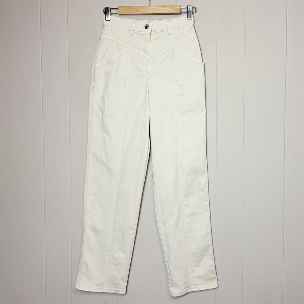 Wilfred Free Archer Pants 0 High Waisted Western Yoke Straight Leg Cream Ivory - Picture 9 of 9